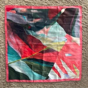 AVEDA x 3.1 Phillip Lim Silk Feel Abstract Botanical Scarf 23” Coral Luxury Art